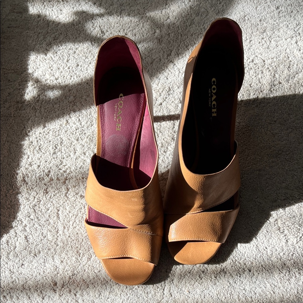 Coach Women's Brown Peep-Toe Heels
